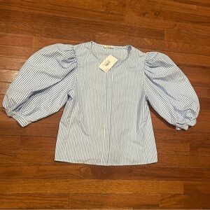 SUNDAY UP Women’s size M Striped blouse with Puffy Sleeves